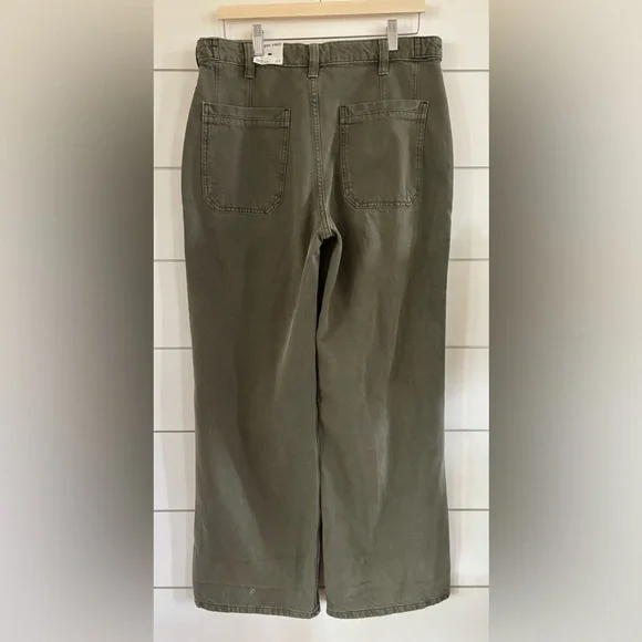 Free People Olive Green Wide-Leg Pants - Picture 5 of 8